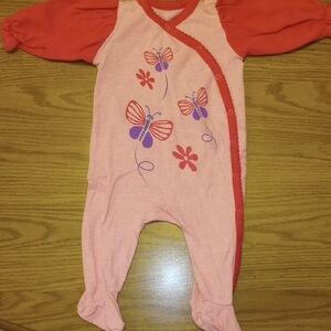 Butterfly Print Kids One Piece - Pink and Red